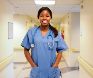 nurse standing with her hands in her pocket