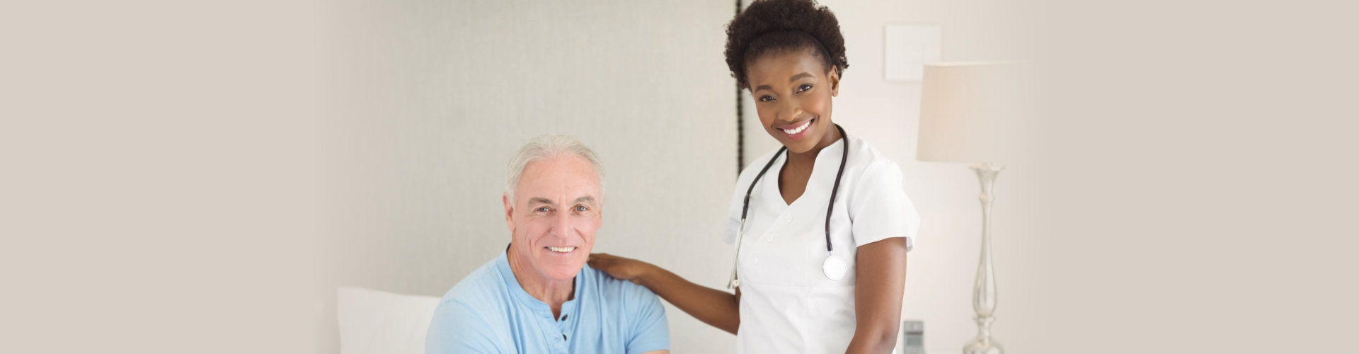 senior man with nurse