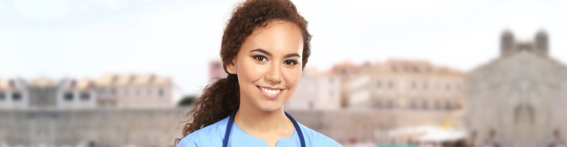 young female nurse smiling